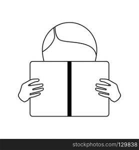 Boy reading book icon. Thin line design. Vector illustration.