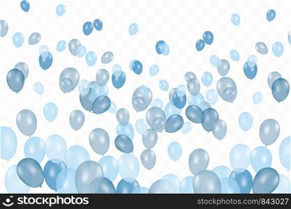 Boy's birthday. Composition of vector realistic blue balloons isolated on transparent background. Balloons isolated. For Birthday greeting cards or other designs.. Boy's birthday. Composition of vector realistic blue balloons isolated on transparent background. Balloons isolated. For Birthday greeting cards or other designs