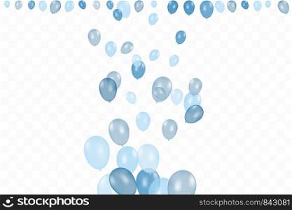 Boy's birthday. Composition of vector realistic blue balloons isolated on transparent background. Balloons isolated. For Birthday greeting cards or other designs.. Boy's birthday. Composition of vector realistic blue balloons isolated on transparent background. Balloons isolated. For Birthday greeting cards or other designs