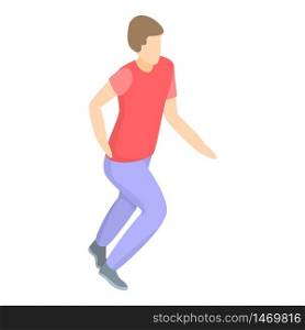 Boy running icon. Isometric of boy running vector icon for web design isolated on white background. Boy running icon, isometric style