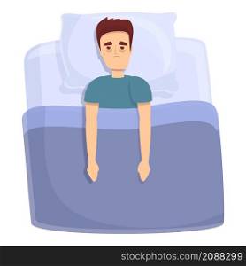 Boy sleep problem icon cartoon vector. Bed insomnia. Night man. Boy sleep problem icon cartoon vector. Bed insomnia