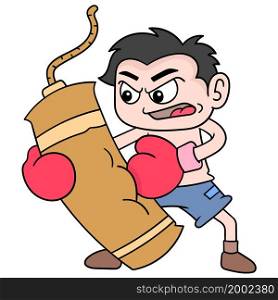 boy training punch boxing