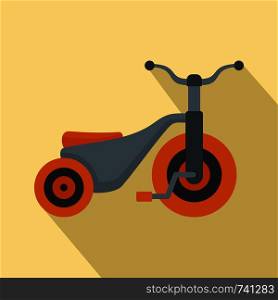 Boy tricycle icon. Flat illustration of boy tricycle vector icon for web design. Boy tricycle icon, flat style