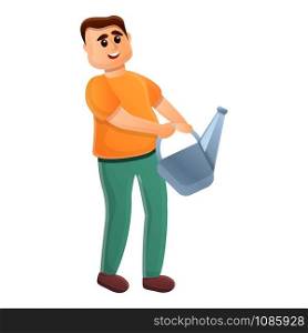 Boy watering can icon. Cartoon of boy watering can vector icon for web design isolated on white background. Boy watering can icon, cartoon style