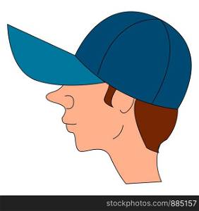 Boy wearing a blue cap, illustration, vector on white background.
