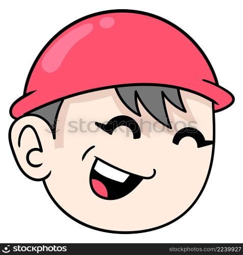 boy wearing a red cap with a friendly smiling face