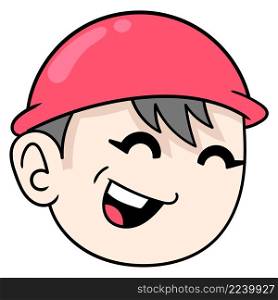 boy wearing a red cap with a friendly smiling face
