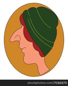 Boy wearing green cap, illustration, vector on white background.
