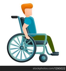 Boy wheelchair icon. Cartoon of boy wheelchair vector icon for web design isolated on white background. Boy wheelchair icon, cartoon style