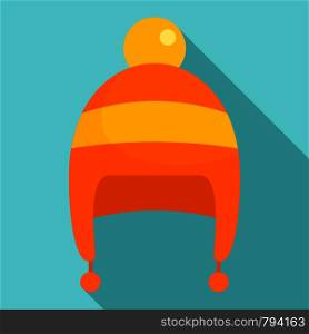 Boy winter hat icon. Flat illustration of boy winter hat vector icon for web design. Boy winter hat icon, flat style