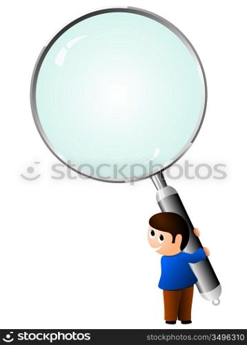boy with a magnifying glass. vector