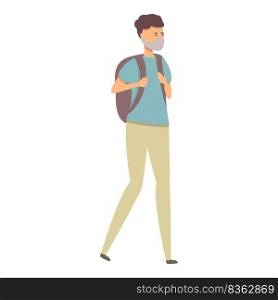 Boy with backpack icon cartoon vector. Mask travel. Vacation trip. Boy with backpack icon cartoon vector. Mask travel
