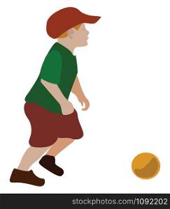 Boy with ball, illustration, vector on white background.