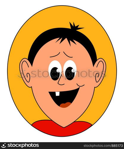 Boy with broken tooth, illustration, vector on white background.