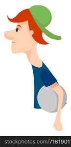 Boy with green hat, illustration, vector on white background.