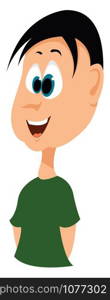 Boy with green shirt, illustration, vector on white background.