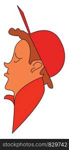 Boy with red head cap vector or color illustration