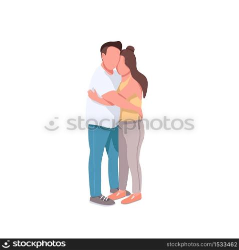 Boyfriend and girlfriend flat color vector faceless characters. Romantic date on valentine. Happy heterosexual couple isolated cartoon illustration for web graphic design and animation. Boyfriend and girlfriend flat color vector faceless characters