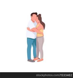 Boyfriend and girlfriend flat color vector faceless characters. Romantic date on valentine. Happy heterosexual couple isolated cartoon illustration for web graphic design and animation. Boyfriend and girlfriend flat color vector faceless characters