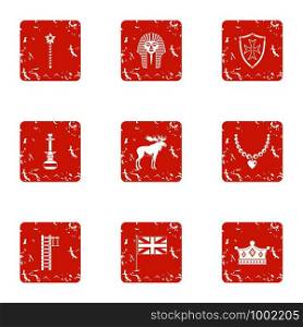 Boyhood icons set. Grunge set of 9 boyhood vector icons for web isolated on white background. Boyhood icons set, grunge style