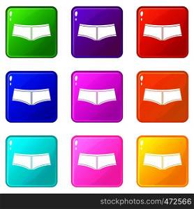 Boyshorts icons of 9 color set isolated vector illustration. Boyshorts icons 9 set