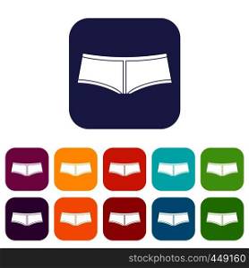 Boyshorts icons set vector illustration in flat style In colors red, blue, green and other. Boyshorts icons set flat