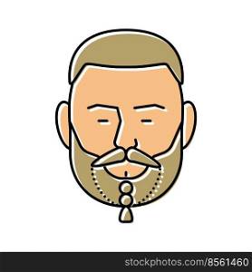braided beard hair style color icon vector. braided beard hair style sign. isolated symbol illustration. braided beard hair style color icon vector illustration