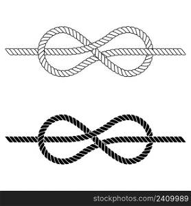 braided rope is tied in a sea knot, the vector rope knot made of lace is a symbol of cohesion, close ties and teamwork