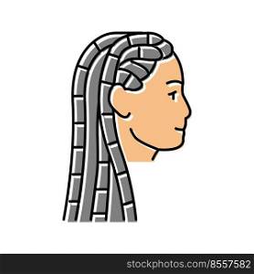 braids hairstyle color icon vector. braids hairstyle sign. isolated symbol illustration. braids hairstyle color icon vector illustration
