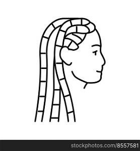 braids hairstyle line icon vector. braids hairstyle sign. isolated contour symbol black illustration. braids hairstyle line icon vector illustration