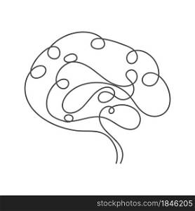Brain. Abstract vector illustration of the brain with a solid line, flat style