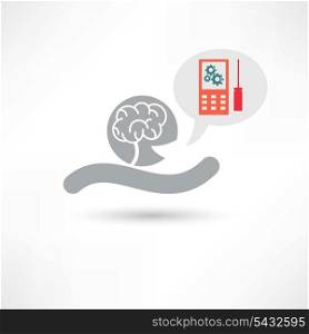 brain and cellphone icon