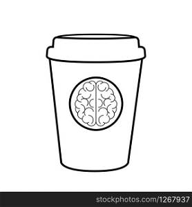 brain and coffee cup vector illustration white background