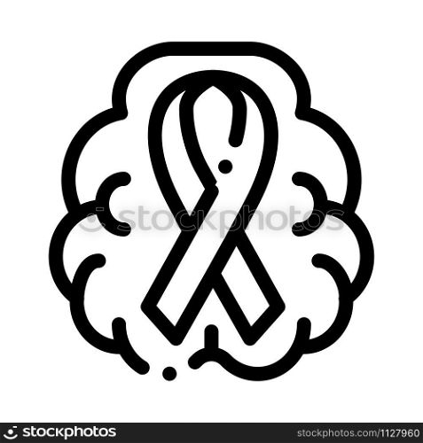 Brain And Health Ribbon Icon Vector. Outline Brain And Health Ribbon Sign. Isolated Contour Symbol Illustration. Brain And Health Ribbon Icon Outline Illustration