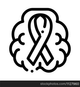 Brain And Health Ribbon Icon Vector. Outline Brain And Health Ribbon Sign. Isolated Contour Symbol Illustration. Brain And Health Ribbon Icon Outline Illustration