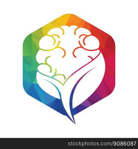 Brain and leaf logo combination vector design. Organic brain logo ...