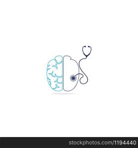 Brain and stethoscope vector logo design. Neurology concept logo design.
