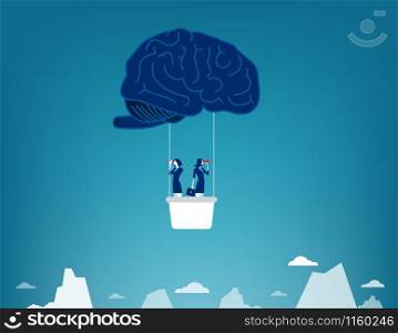 Brain Balloon. Business team and searching. Concept business vector illustration.