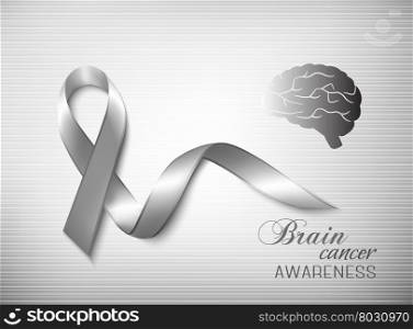 Brain cancer awareness ribbon. Vector