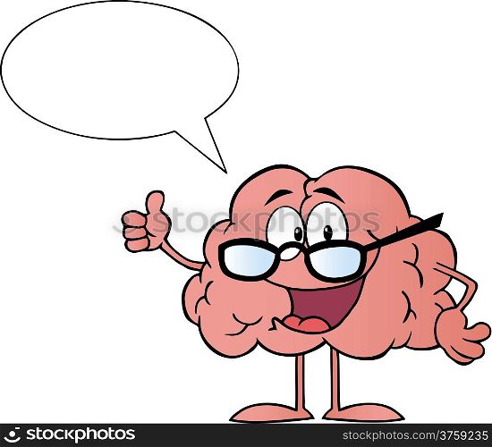 Brain Cartoon Character Giving The Thumbs Up And Speak