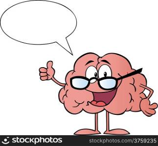 Brain Cartoon Character Giving The Thumbs Up And Speak