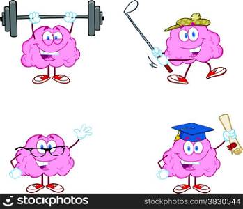 Brain Cartoon Mascot Collection 2