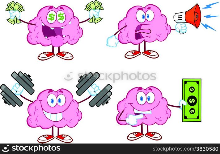 Brain Cartoon Mascot Collection 4