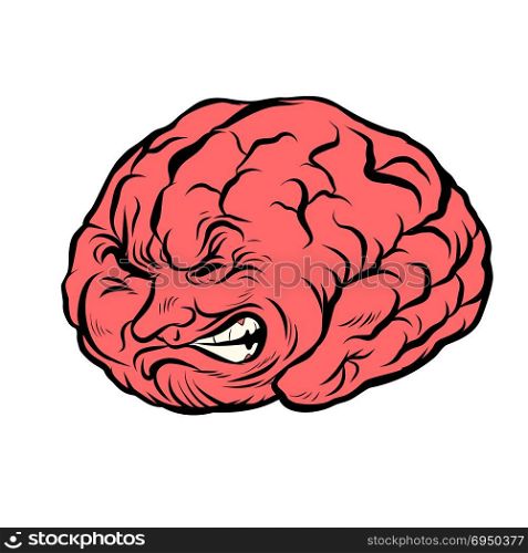 brain character pain. Comic book cartoon pop art retro illustration vector. brain character pain
