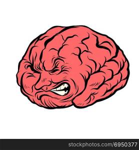 brain character pain. Comic book cartoon pop art retro illustration vector. brain character pain