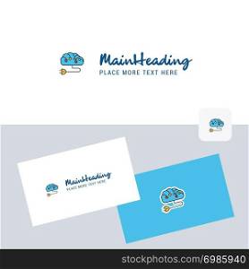 Brain circuit vector logotype with business card template. Elegant corporate identity. - Vector