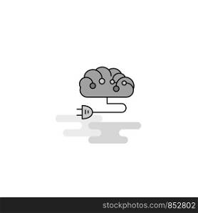Brain circuit Web Icon. Flat Line Filled Gray Icon Vector