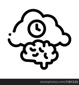 Brain Cloud Clock Icon Vector. Outline Brain Cloud Clock Sign. Isolated Contour Symbol Illustration. Brain Cloud Clock Icon Vector Outline Illustration