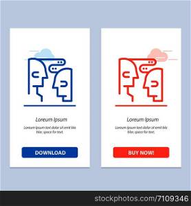 Brain, Communication, Human, Interaction Blue and Red Download and Buy Now web Widget Card Template