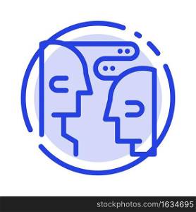 Brain, Communication, Human, Interaction Blue Dotted Line Line Icon